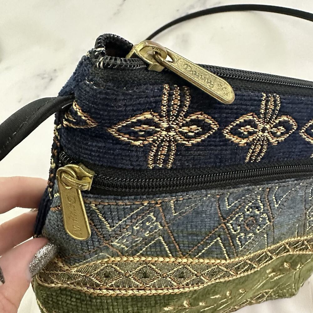 Danny K Vintage Y2k Tapestry Purse Bag Blue Green Floral Cross Body Boho - Picture 5 of 8